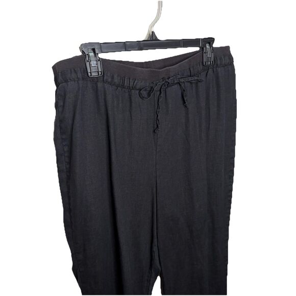 Company Ellen Tracy Black Magic Linen Pull on Drawstring Pants Womens Size Large - Picture 2 of 6